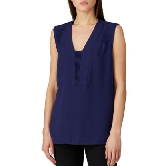 DEREK LAM COLLECTIVE sleeveless pintuck top blue 21822 - Picture 1 of 10